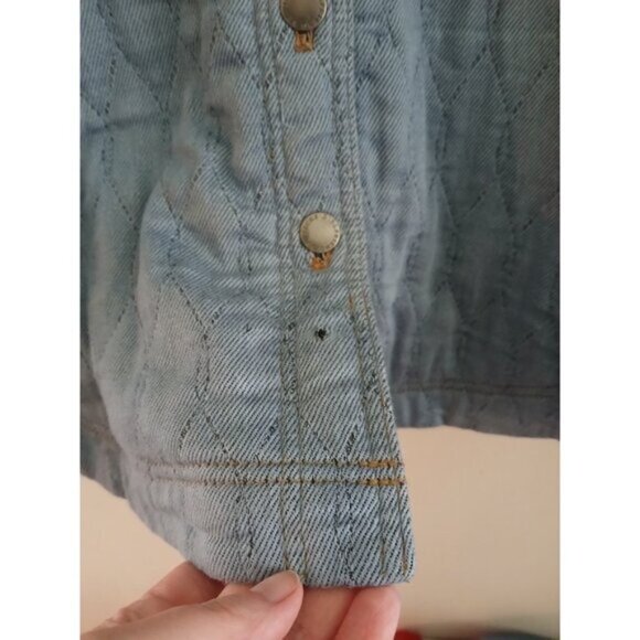 Jach’s Girlfriend Blue Button Front Quilted Demin Jacket Size L Casual Rustic - Picture 5 of 8